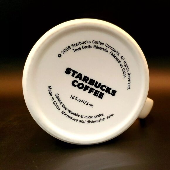 Starbucks 2008 Fresh Roasted. Dual Logo Brown & Green Mermaid Coffee Mug 16 oz. - Picture 12 of 12